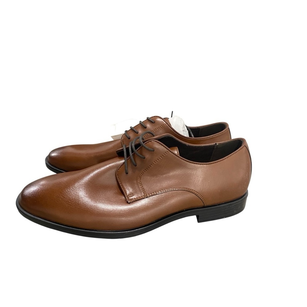 NWT H&M Men’s Brown Faux Leather Oxfords Classic Style Size 8.5 mens dress shoes - Picture 7 of 10